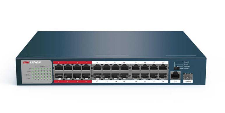 HIKVISION DS-3E0326P-E/M(B) 24 PORT 10/100+1XGB SFP/RJ45 UPLINK 250W 300 METRE POE MESAFE SWITCH